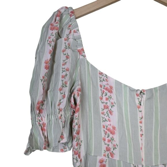 We Wore What Womens 2 Puff Sleeve Midi Dress in Rosewood Multi NEW - Picture 7 of 12